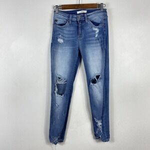 Kancan Size 7 27 Kaleigh Mid Rise Ankle Skinny Jeans Blue Medium Wash KC8373M